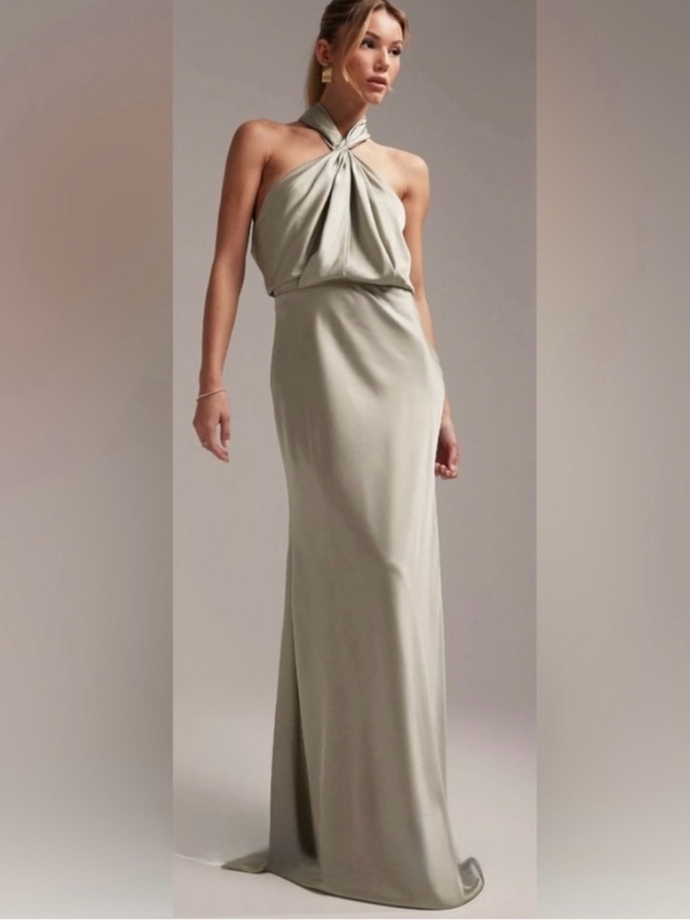 ASOS Sage Green Halter Maxi Dress